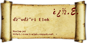 Óvári Elek névjegykártya